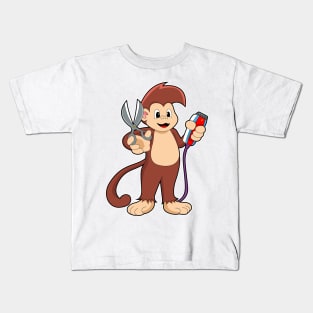 Monkey as Hairdresser with Scissors & Razor Kids T-Shirt